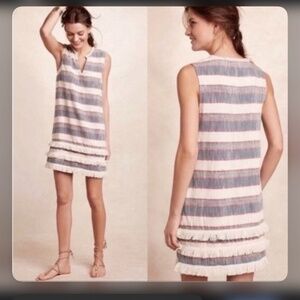 Anthropologie Holding Horses Fringe Stripe Shift Dress
